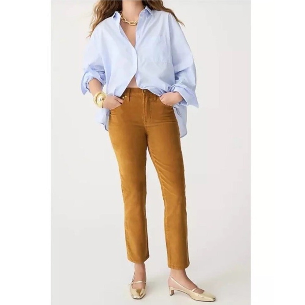 J. Crew Corduroy Vintage Slim‎ Straight Pants Women's Sz 27 Golden Brandy Ankle